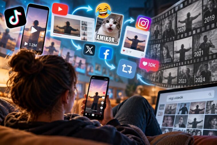 Virális videók és internetes szereplők tartalmainak terjedése és újrafelfedezése a közösségi médiában